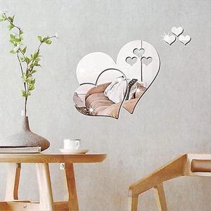 New Arrival Elegant Practical Custom Acrylic Heart Mirror <b>Wall</b> <b>Decal</b> for Living Room - Product Image 5