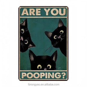 Letrero Decorativo de Metal <span class=keywords><strong>con</strong></span> Diseño de Gato Negro, Divertido Regalo para Baño, Cocina u Oficina, Estilo Vintage - Product Image 4