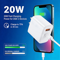 Pengisi Daya Dinding Dual Port PD20W QC18W, Adaptor Daya Pengisian Cepat USB A+Type C dengan Colokan US EU untuk Smartphone dan Tablet