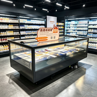 Congélateur îlot transparent OEM pour climat tropical avec efficacité énergétique de niveau 1 pour la présentation d'aliments surgelés en supermarché