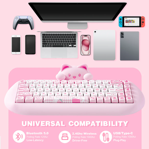 <span class=keywords><strong>Clavier</strong></span> mécanique sans fil YUNZII C75 Cake Meow 75% Gasket RGB Hotswap Tri-mode 2.4G Filaire <span class=keywords><strong>Clavier</strong></span> Chat Mignon pour PC - Product Image 4