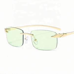 Gafas de Sol de Moda de Lujo al por Mayor 2021, Gafas de Sol Pequeñas sin Marco con Protección UV400 y Montura Metálica para Mujer - Product Image 5