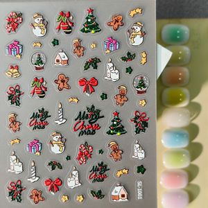3D <b>Christmas</b> <b>Nail</b> <b>Stickers</b> Waterproof Embossed Santa Snowman Gingerbread Man Self Adhesive for Party Wholesale - Product Image 5