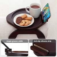 Table d'appoint pliable en bambou au design européen avec support de téléphone rotatif à 360°, facile à nettoyer pour manger et boire