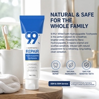Dentifrice OEM/ODM 9,9% Nano Hydroxyapatite, lot de 2, reminéralisant, réparation et renforcement de l'émail, sans fluor, menthe fraîche