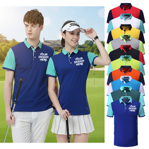 DOVEARK High-End Custom Made Stickerei Markenlogo 40 Garn 65% Baumwolle 35% Spandex Kontrast Zweifarbiges Unisex Herren Golf Polo Shirt - Product Image 1