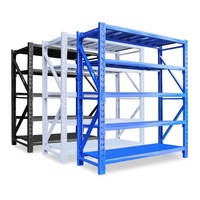 Étagères d'entrepôt à 5 niveaux en métal, solution d'organisation multi-niveaux, système de rayonnage robuste en acier pour supermarché