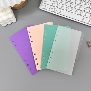 Nhà Máy Bán buôn A5 /A6/A7 PP Frosted Tab Divider cho kế hoạch chất kết dính/Nhựa chỉ số trang đầy màu sắc PP Index Divider với 6 lỗ - Product Image 1