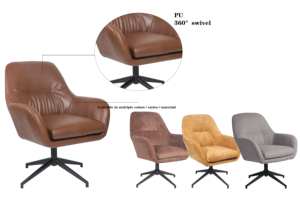 Sedia da Ufficio CARLFORD dal Design Moderno in Pelle PU Marrone con Braccioli Ergonomici, Sedia per Casa Senza Ruote in Materiale Similpelle - Product Image 4