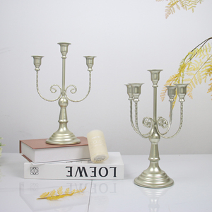 3 Arm 5 Arm <strong>Rustic</strong> Long Stemmed Taper Candle Holder <strong>Centerpieces</strong> for <strong>Wedding</strong> Table Candelabra with Hurricane - Product Image 4