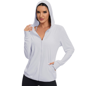 Custom Fashionable Sexy Fitness Women's Fitted Single-Brushed Full Zip Hoodie With Cowl Neck Hood and <b>Top</b> of Neck Zip Protection - Product Image 1
