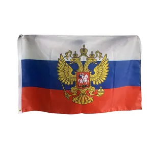 ロシア帝国旗両面屋外屋内装飾バナー、真ちゅう製グロメット2個付きロシアの3x5フィート生地旗