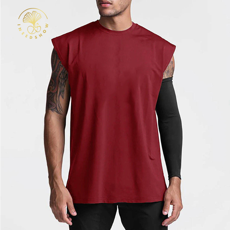 Einfarbige sportliche Lauf-Singlet Herren Sportkleidung hochwertige individuelle Trainings-Fitnesskleidung Baumwolle einfarbiges Fitness-Top für Herren