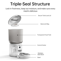Distributeur automatique de nourriture pour animaux de compagnie, distributeur intelligent de nourriture pour animaux, 3,7 L, programmable, contrôle par application, double alimentation, enregistrement vocal, plastique