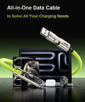 Câble de charge rapide 2 en 1 240W avec support, diamètre extérieur 4,5 mm, épaisseur 1,2 m, câble de charge en silicone 2 en 1 avec support pour chargeur de téléphone