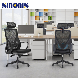 Silla de Oficina Ergonómica Sinonis Moderna, Giratoria, con Reposacabezas y Reposabrazos Ajustables, de Malla, para Oficina en Casa - Product Image 1