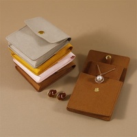 Sac à bijoux épaissi 8*8cm avec pochette latérale en microfibre, petit sac en tissu pour ranger colliers, bagues et boucles d'oreilles