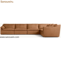 Ensemble de canapés modulaires en cuir de luxe, combinaison personnalisable pour grand salon, mobilier de maison
