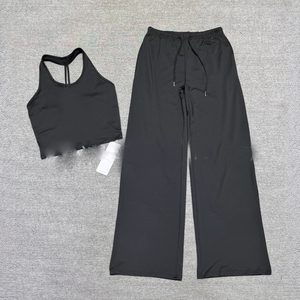 Conjunto Deportivo de 2 Piezas para <span class=keywords><strong>Mujer</strong></span>: Top de Tirantes Finos con Espalda Hueca y Pantalones Acampanados de Cintura Alta con Cordón, Elásticos, para Yoga - Product Image 2