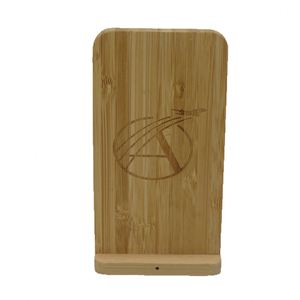 OEM Logo Modern Portable Sustainable Twin Coil Bamboo Wood <b>Electric</b> PD Fast Charging 15W Wireless Charger Stand <b>Desk</b> Organizer - Product Image 5