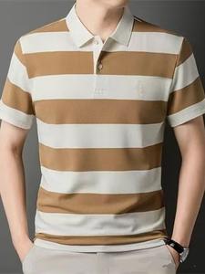 Camisa de Verano de Alta Calidad para Hombre, Manga Corta, Estilo <span class=keywords><strong>Vintage</strong></span>, Antiarrugas, Tejido de Punto, Solapa Bordada, Spandex/Algodón 180g - Product Image 4