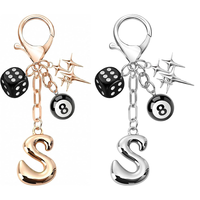 Y2K 3D Bubbel Initiaal Letter Zinklegering Sleutelhanger Dobbelsteen 8-Ball Ster Charms Gepersonaliseerde Alphabet Sleutelring Student/Auto Gebruik