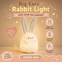 Lampe LED Lapin Tactile Rechargeable USB de Haute Qualité, Lampe de Table Tactile, Veilleuse Mignonne pour Enfants, Lampe de Chevet pour Enfants