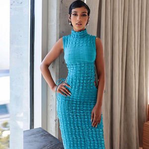 Abiti estivi di nuova moda solidi abiti Slim Fit abiti senza maniche con <span class=keywords><strong>lacci</strong></span> <span class=keywords><strong>laterali</strong></span> vuoti - Product Image 2