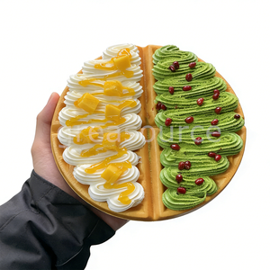 Lifelike Split Belgian Waffle Figurine Plastic Eco-Friendly Faux Mango Cream Matcha <b>Toppings</b> <b>Aesthetic</b> Food Decor Home Kitchen - Product Image 3