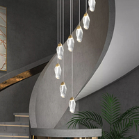 Lustre moderne suspendu au plafond, luminaire d'intérieur pour villa, loft, escalier, lampe suspendue en cristal pour escalier