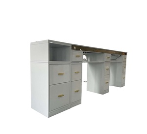 Table de bureau pour ongles blanche en marbre sur le dessus, professionnelle pour <span class=keywords><strong>salon</strong></span> de <span class=keywords><strong>manucure</strong></span>, <span class=keywords><strong>manucure</strong></span>, table et chaise high-tech de luxe moderne, luxe léger - Product Image 1