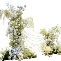 Gapura Bunga Buatan Kustom  Hydrangea, Mawar, dan Baby's Breath Warna Putih dan Hijau untuk Latar Belakang Pernikahan dan Pesta