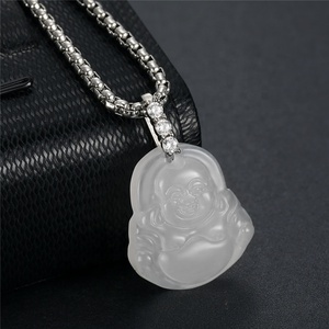 <span class=keywords><strong>Maitreya</strong></span>-collar con broche de circonia cúbica, colgante de joyería de Buda con piedra de jade natural, color negro tallado - Product Image 6