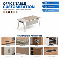 Bureau de direction moderne OEM ODM, table de travail personnalisée avec plateau en bois et armoire de rangement pour mobilier de bureau professionnel