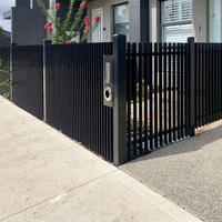 Ensembles de portails de clôture à persiennes en alliage d'aluminium 6x6 pieds, durables, pour jardin extérieur, panneaux de clôture modernes en métal à lattes pour villa et terrasse