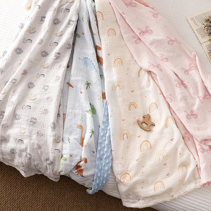 Couvertures d'emmaillotage pour bébé en coton mousseline de crêpe à pois Minky super doux, motif dinosaure arc-en-ciel personnalisé pour garçon et fille, confortables - Product Image 3