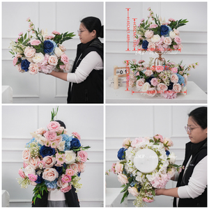 DKB Nueva Serie Rosa de Eventos de Primavera, Centro de Mesa con Corona de Flores de 2 pies de Diámetro, Arreglo Floral Artificial para Decoración de Mesa con Candelabro - Product Image 3