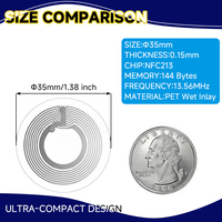 Étiquette RFID NFC 213 réinscriptible 13,56 MHz, diamètre 25 mm