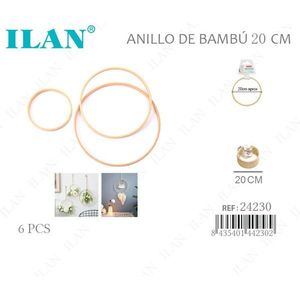 Anello in bambù Ilan 20 cm per artigianato e decorazione, 6 pezzi - Product Image 1