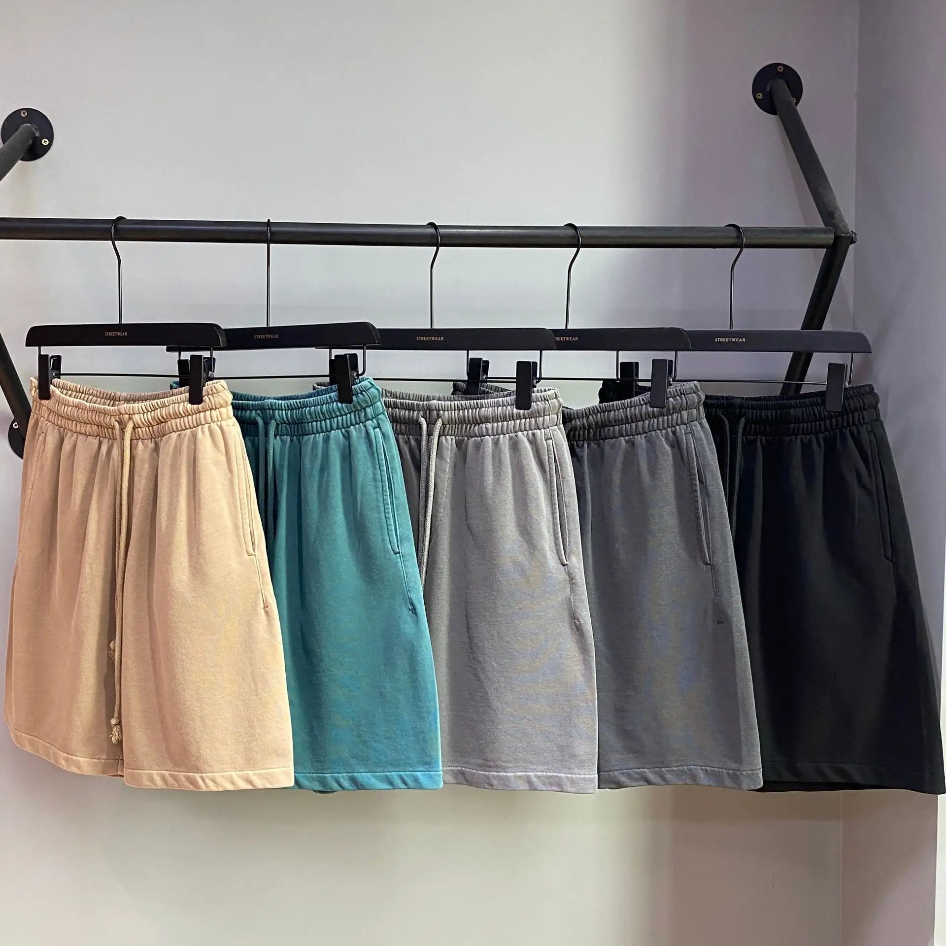 Hot Sale Men's Street Wear Cut And Sew Vintage Short Washed Custom Men Casual Shorts denim/cargo acid wash shorts