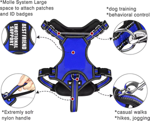 サイドリング付きの引っ張らない犬用ハーネス、トレーニング、ウォーキング、ランニング用の耐久性のあるソフトパッド入りハンドル付き反射ペットハーネス - Product Image 3