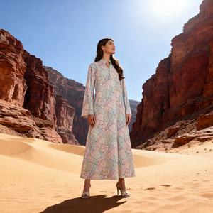 Wholesale Premium Luxury Hot Fix Rhinestones Polyester Evening Abaya <b>for</b> <b>Muslim</b> <b>Women</b> <b>Dress</b> - Product Image 2