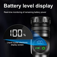 Lampe torche LED rechargeable OEM ABS blanche avec affichage d'écran, lumière latérale COB magnétique puissante et double interrupteur