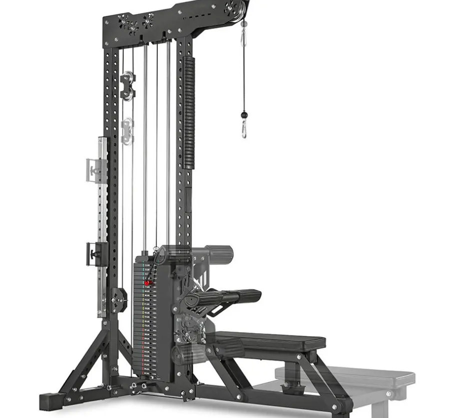 파워 역도 용 기능성 트레이너 케이블 플레이트 적재 된 라트 풀다운 로우 로우 머신