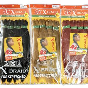 Tresses Yaki <span class=keywords><strong>4X</strong></span> 38 pouces, cheveux pré-étirés pour tresses, perruque synthétique afro Yaki en vrac 180g, extensions de cheveux pour tresses au crochet - Product Image 5