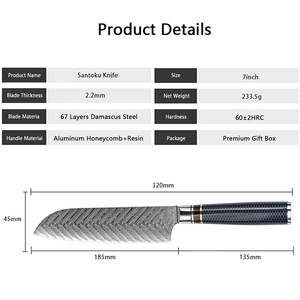 Xyj <span class=keywords><strong>couteau</strong></span> <span class=keywords><strong>Santoku</strong></span> 7 pouces, manche en résine nid d'abeille, <span class=keywords><strong>couteau</strong></span> en acier damas VG10 <span class=keywords><strong>Santoku</strong></span> - Product Image 3