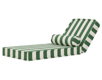 Coussin de chaise longue en mousse haute densité, imperméable, résistant aux UV, séchage rapide, rayé vert forêt et blanc, pour extérieur