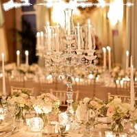 Porte-bougie en <span class=keywords><strong>cristal</strong></span> cylindrique décoratif de table de mariage, style bohème tendance, base épaisse en verre de 43 pouces, conique, fait à la main - Product Image 5