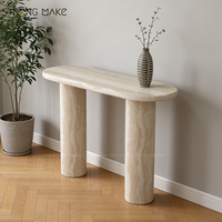 Console Wabi Sabi, meuble de rangement pour couloir, salon, meubles de luxe, console d'entrée en travertin avec miroir