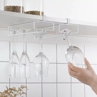 Organizador Colgante para Copas de Vino Tinto, Soporte Metálico para Debajo del Gabinete, Sin Perforaciones, para Colgar Copas de Vino